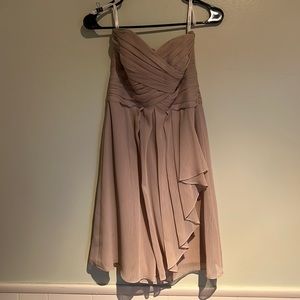 David’s bridal short bridesmaid dress, tan size 2.